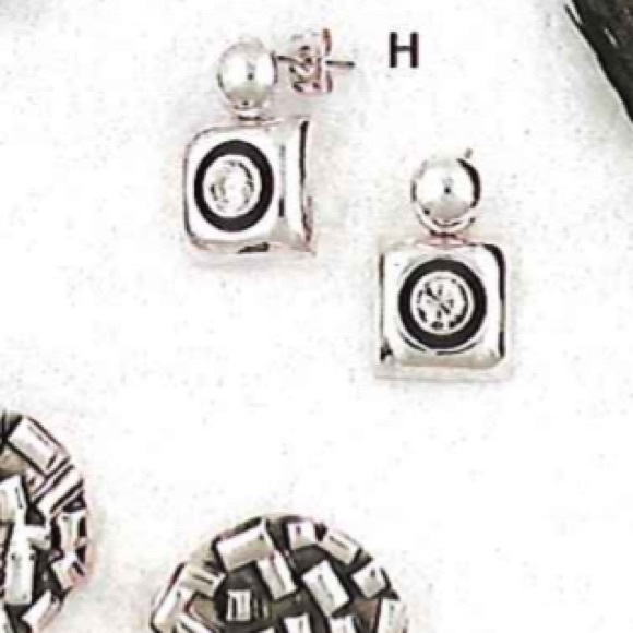 Rare Vintage Silpada Square Sterling Cubic Zirconia Post Earrings JP566 - Picture 9 of 9